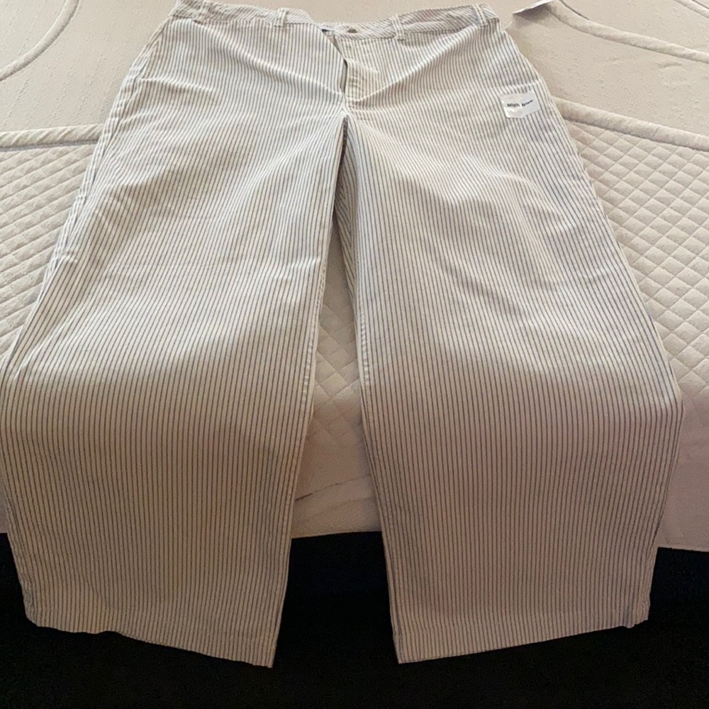 Striped high rise pants